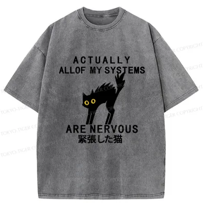 Tokyo-Tiger Nervous Cat Washed T-Shirt