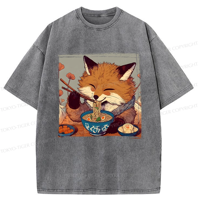 Tokyo-Tiger Ramen Lover Fox Washed T-Shirt