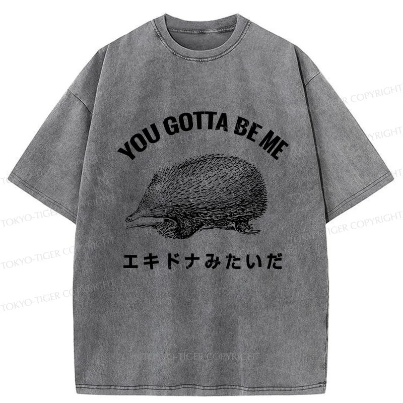 Tokyo-Tiger Funny Echidna Washed T-Shirt
