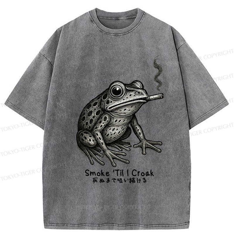 Tokyo-Tiger Funny Smoke 'Til I Croak Washed T-Shirt