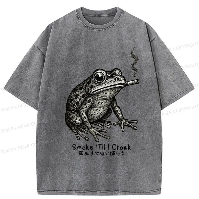 Tokyo-Tiger Funny Smoke 'Til I Croak Washed T-Shirt