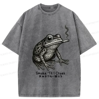 Tokyo-Tiger Funny Smoke 'Til I Croak Washed T-Shirt