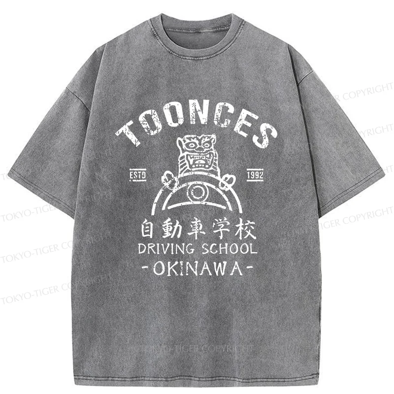 Tokyo-Tiger Okinawa Driving School Washed T-Shirt