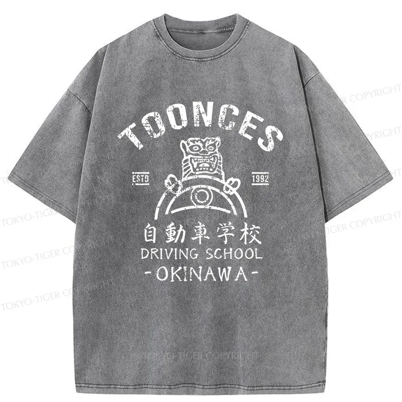 Tokyo-Tiger Okinawa Driving School Washed T-Shirt