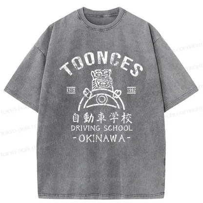 Tokyo-Tiger Okinawa Driving School Washed T-Shirt