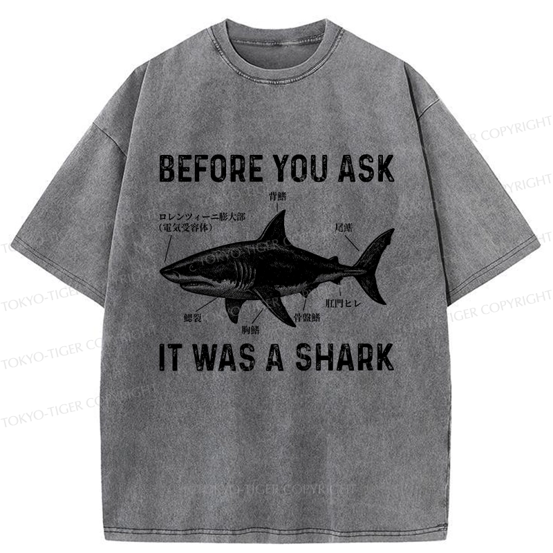 Tokyo-Tiger Before You Ask It Was A Shark Washed T-Shirt
