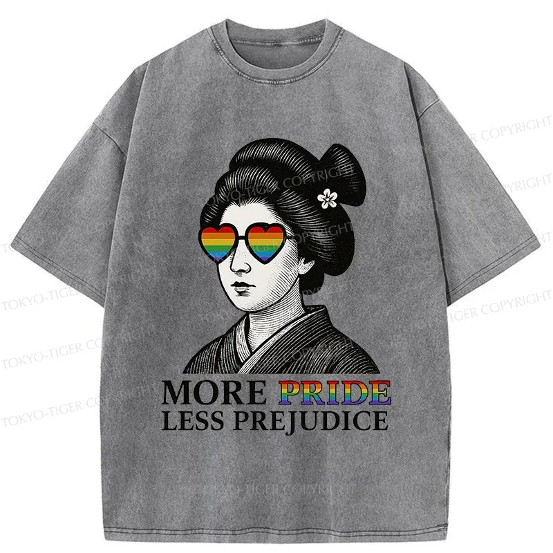 Tokyo-Tiger Geisha Wearing Sunglasses Washed T-Shirt