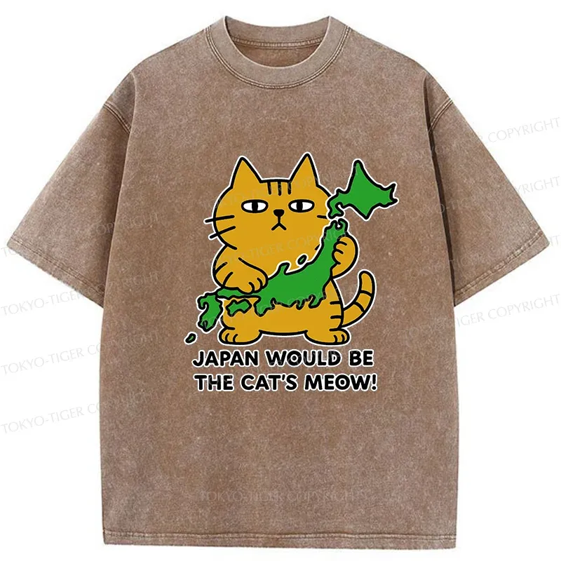 Tokyo-Tiger Japan Is A Cat's World Washed T-Shirt