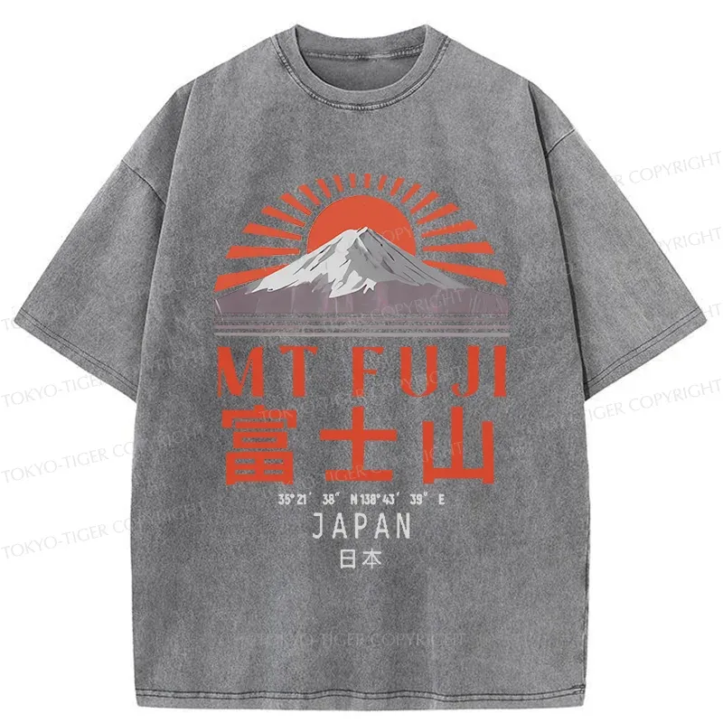 Tokyo-Tiger Retro Mount Fuji Washed T-Shirt