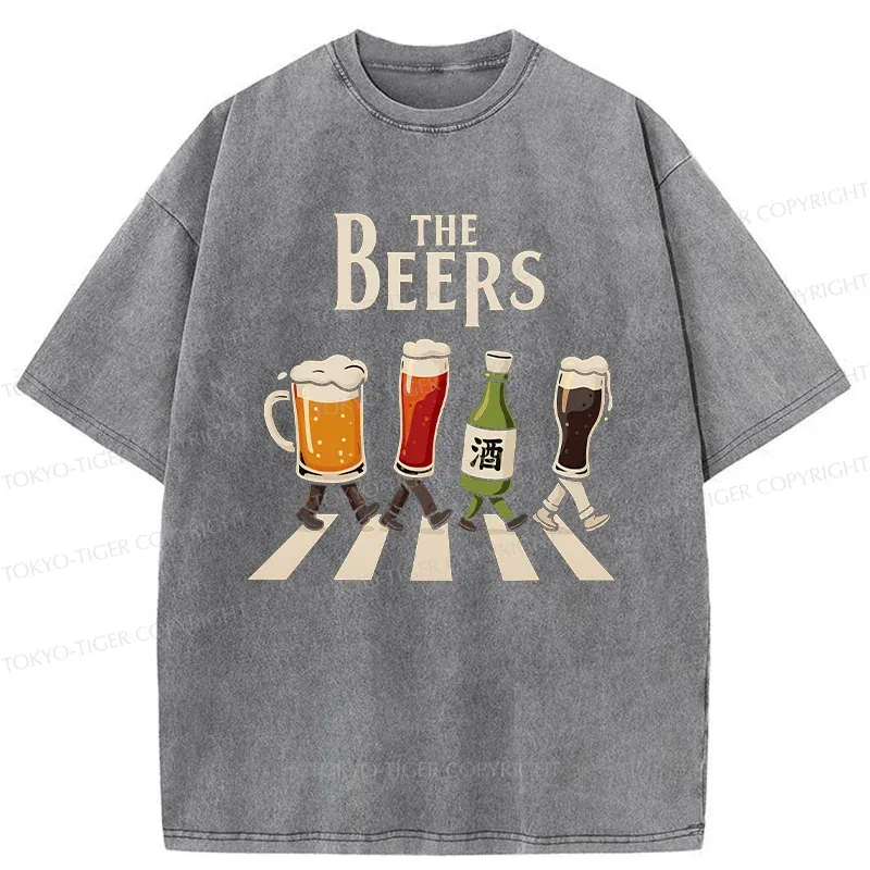 Tokyo-Tiger Beer Crossing Sidewalk Washed T-Shirt