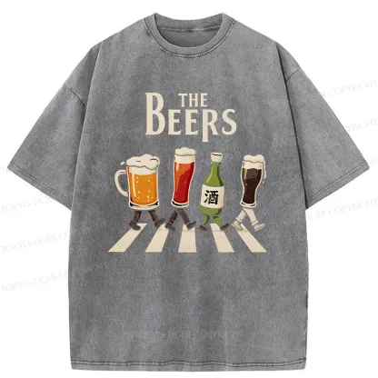 Tokyo-Tiger Beer Crossing Sidewalk Washed T-Shirt
