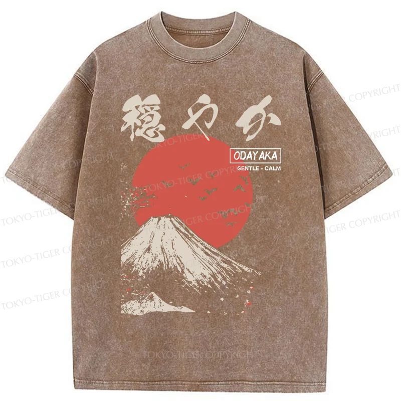 Tokyo-Tiger Japan Mount Fuji Retro Washed T-Shirt