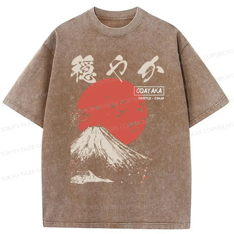 Tokyo-Tiger Japan Mount Fuji Retro Washed T-Shirt
