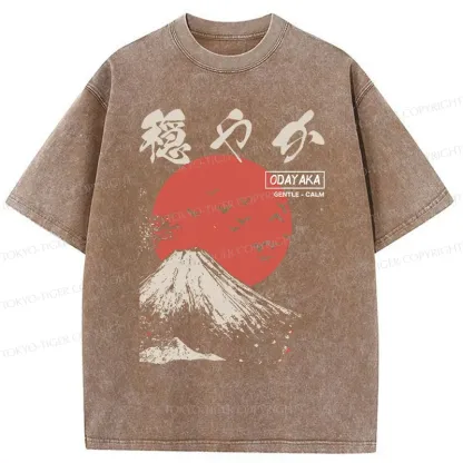 Tokyo-Tiger Japan Mount Fuji Retro Washed T-Shirt