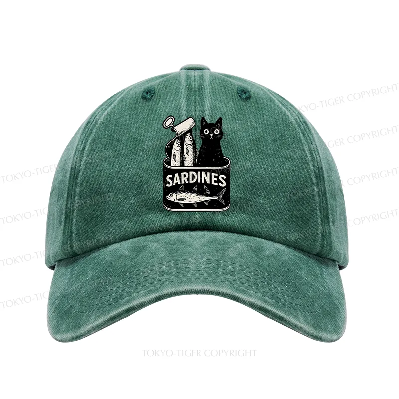 Tokyo-Tiger Cat And Canned Fish Washed Cap