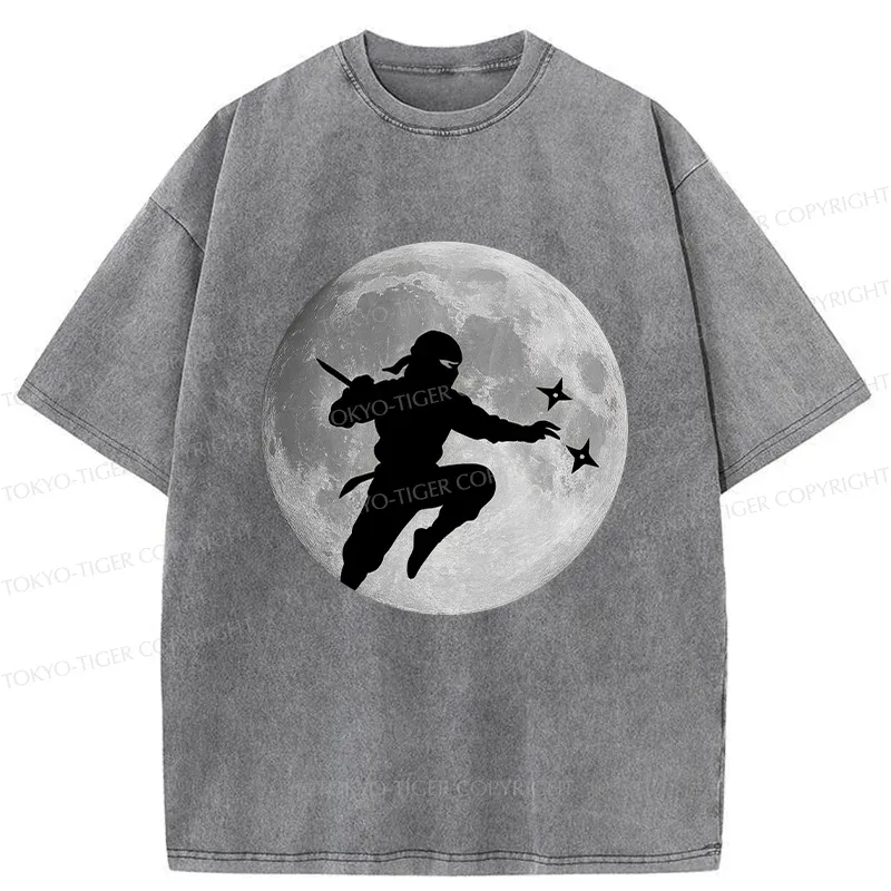 Tokyo-Tiger Ninja Under The Moon Washed T-Shirt