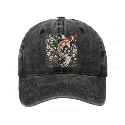 Tokyo-Tiger Vintage Sakura And Koi Washed Cap