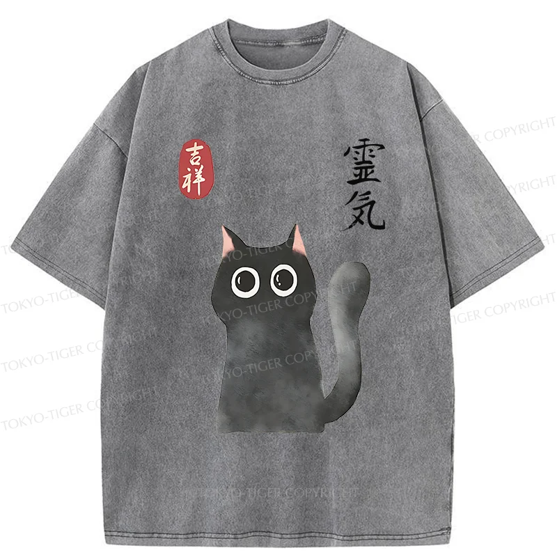Tokyo-Tiger A Mystical Black Cat Me Washed T-Shirt