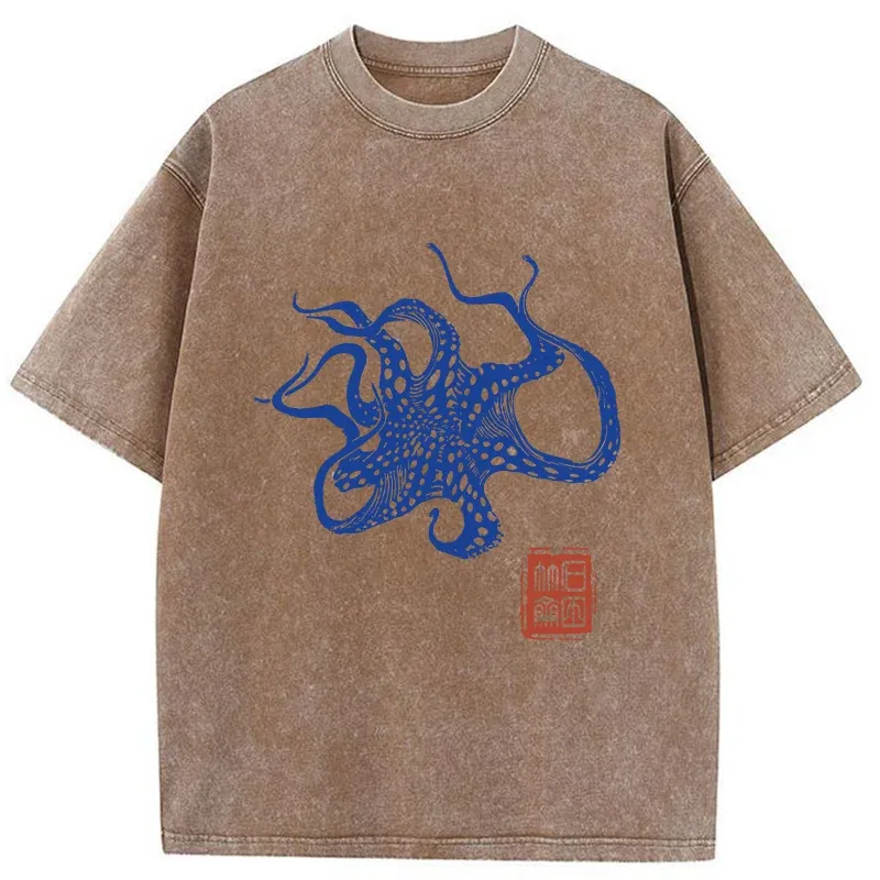 Tokyo-Tiger Deep Sea Octopus Washed T-Shirt