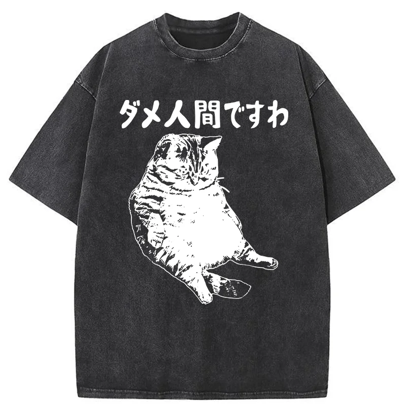 Tokyo-Tiger Angry Cat Japan Washed T-Shirt