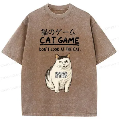 Tokyo-Tiger Don't Watch The Cat Challenge Washed T-Shirt