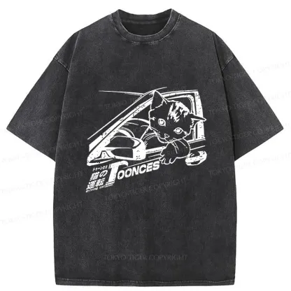 Tokyo-Tiger Kitten Is Driving Washed T-Shirt