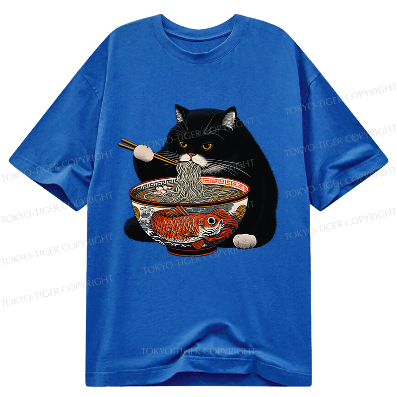 Tokyo-Tiger Fat Cat Eating Ramen Classic T-Shirt