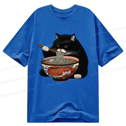Tokyo-Tiger Fat Cat Eating Ramen Classic T-Shirt