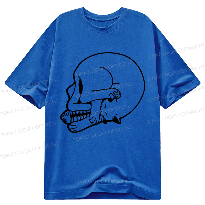 Tokyo-Tiger Funny Cat Eating Fish Classic T-Shirt