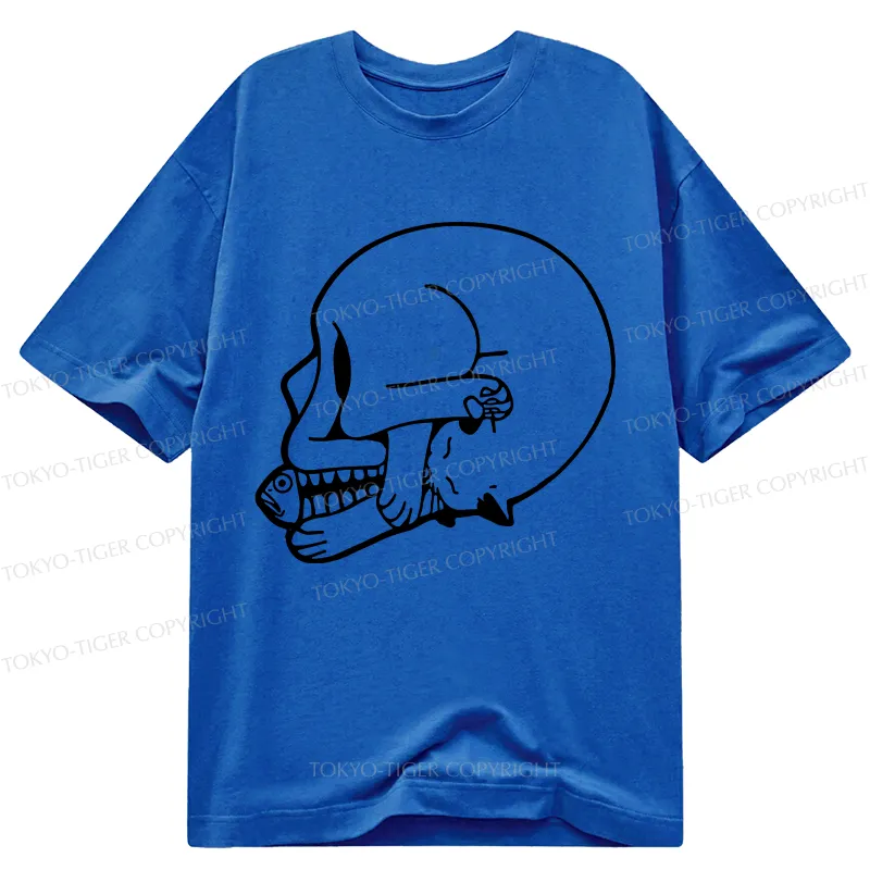 Tokyo-Tiger Funny Cat Eating Fish Classic T-Shirt