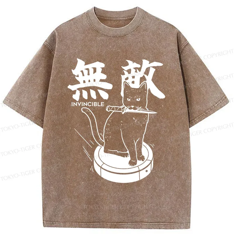 Tokyo-Tiger Invincible Cat Washed T-Shirt