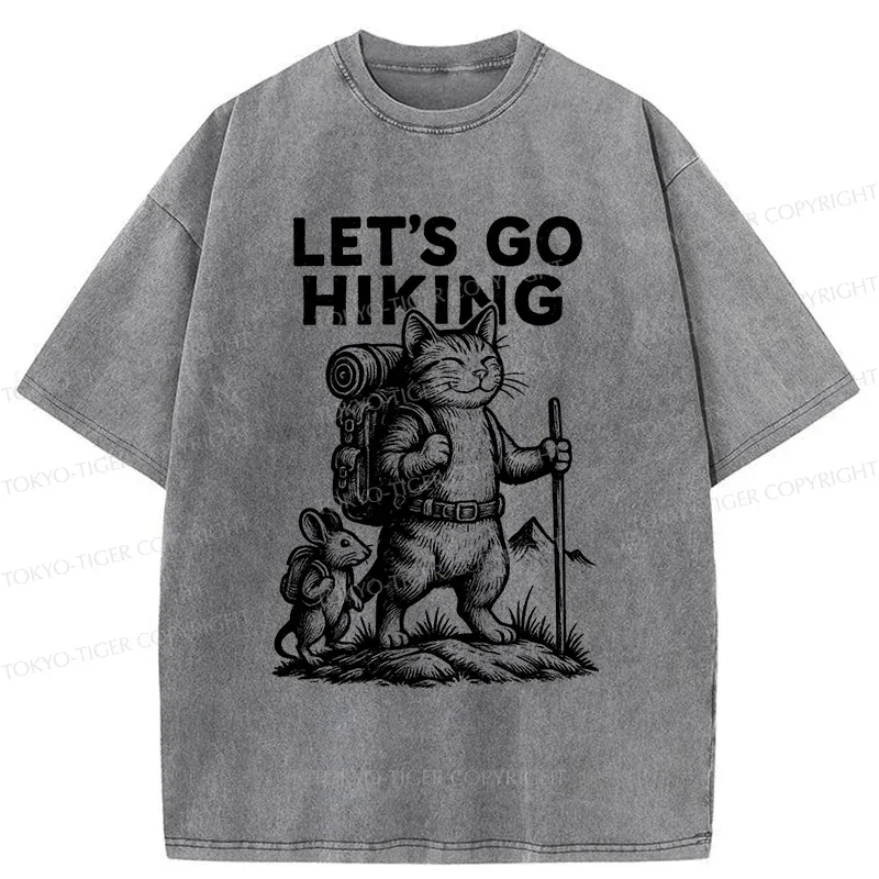Tokyo-Tiger Cat And Mouse Go Hiking Washed T-Shirt