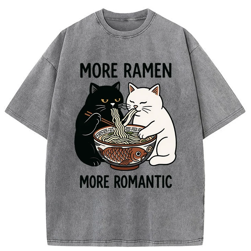 Tokyo-Tiger Two Cats Are Eating Ramen Washed T-Shirt