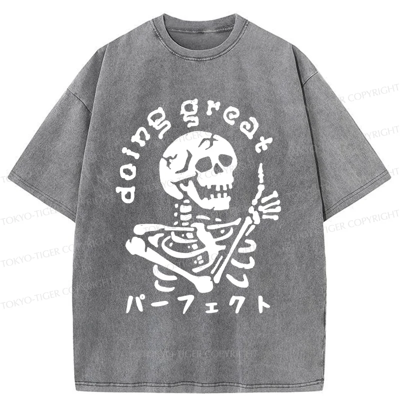 Tokyo-Tiger Encouragement Of The Skeleton Washed T-Shirt
