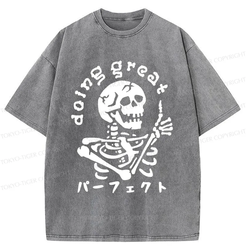 Tokyo-Tiger Encouragement Of The Skeleton Washed T-Shirt