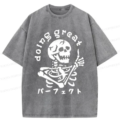 Tokyo-Tiger Encouragement Of The Skeleton Washed T-Shirt