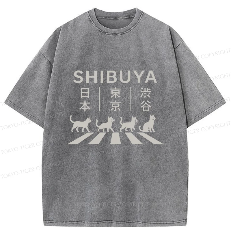 Tokyo-Tiger Shibuya Sidewalk Washed T-Shirt