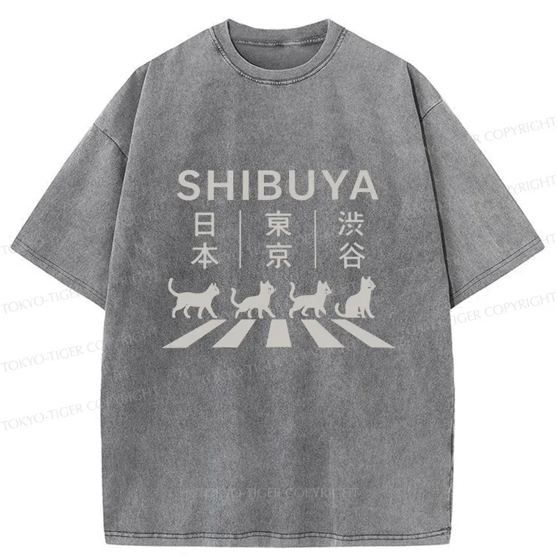Tokyo-Tiger Shibuya Sidewalk Washed T-Shirt