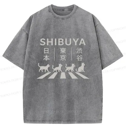 Tokyo-Tiger Shibuya Sidewalk Washed T-Shirt