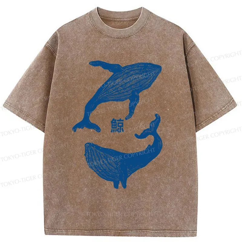 Tokyo-Tiger Japanese whale Washed T-Shirt