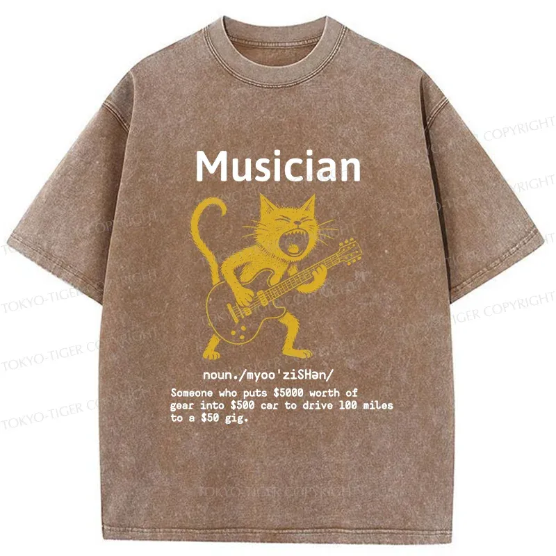 Tokyo-Tiger Miserable Musician Washed T-Shirt