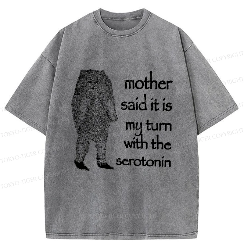Tokyo-Tiger Cat Lacking Serotonin Washed T-Shirt