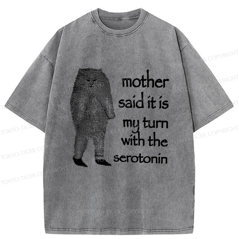 Tokyo-Tiger Cat Lacking Serotonin Washed T-Shirt