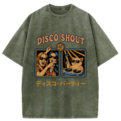 Tokyo-Tiger Shouting at Disco Cat Washed T-Shirt