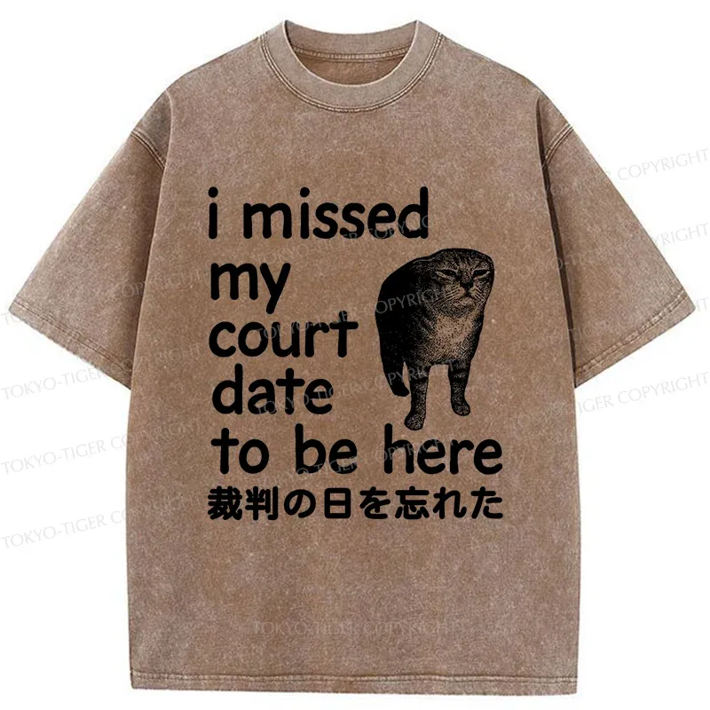 Tokyo-Tiger Funny Forgetful Cat Washed T-Shirt