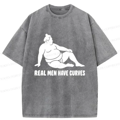 Tokyo-Tiger Funny Man Has Curves Washed T-Shirt
