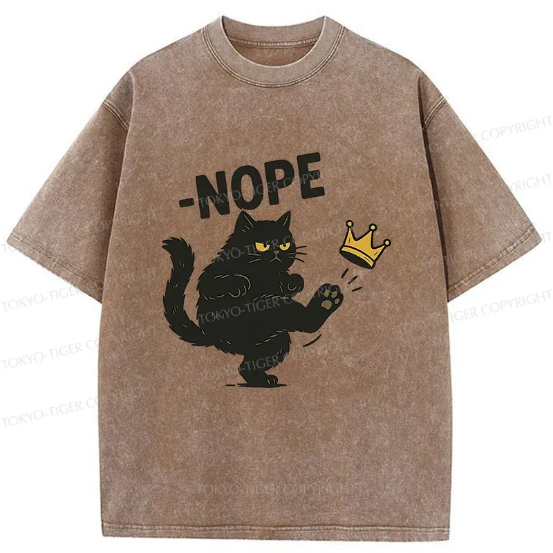 Tokyo-Tiger Cat Kicking The Crown Washed T-Shirt