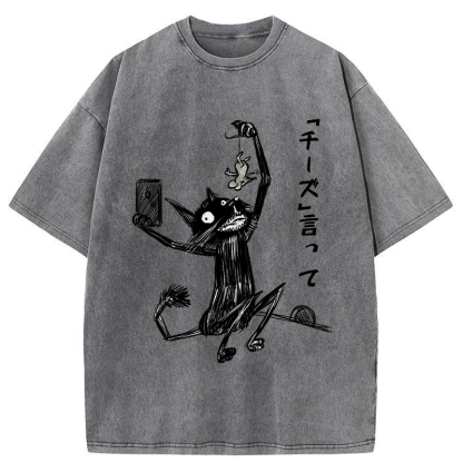 Tokyo-Tiger Say "Cheese" Washed T-Shirt