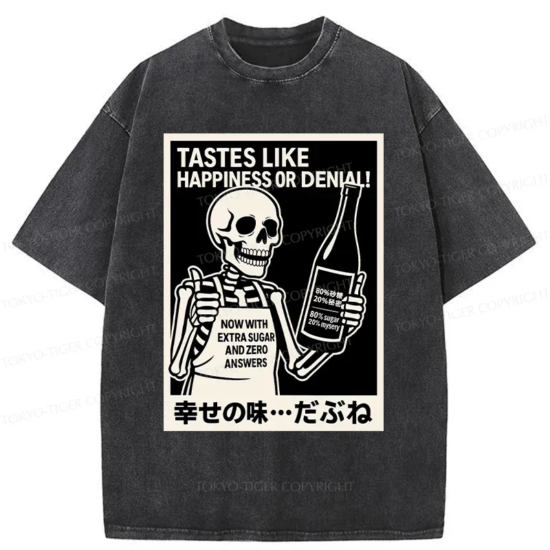 Tokyo-Tiger Taste Of Happiness Funny Washed T-Shirt