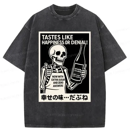 Tokyo-Tiger Taste Of Happiness Funny Washed T-Shirt
